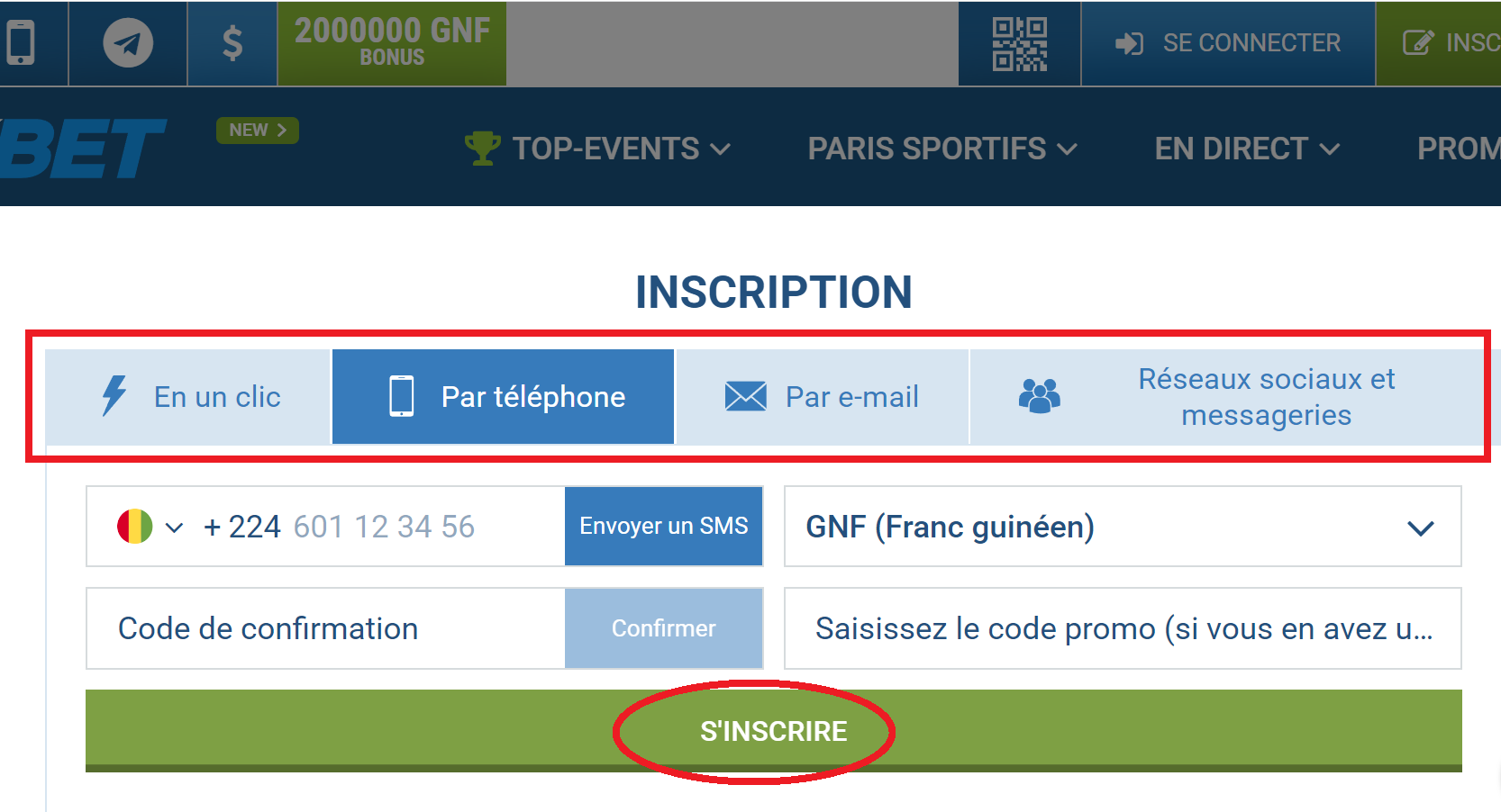 Se connecter à 1xBet direct