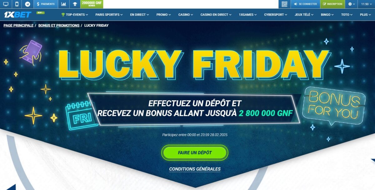 Bonus Friday 1xBet : étapes d'activation