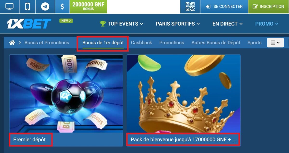 1xBet inscription Guinée et récompenses pour les joueurs